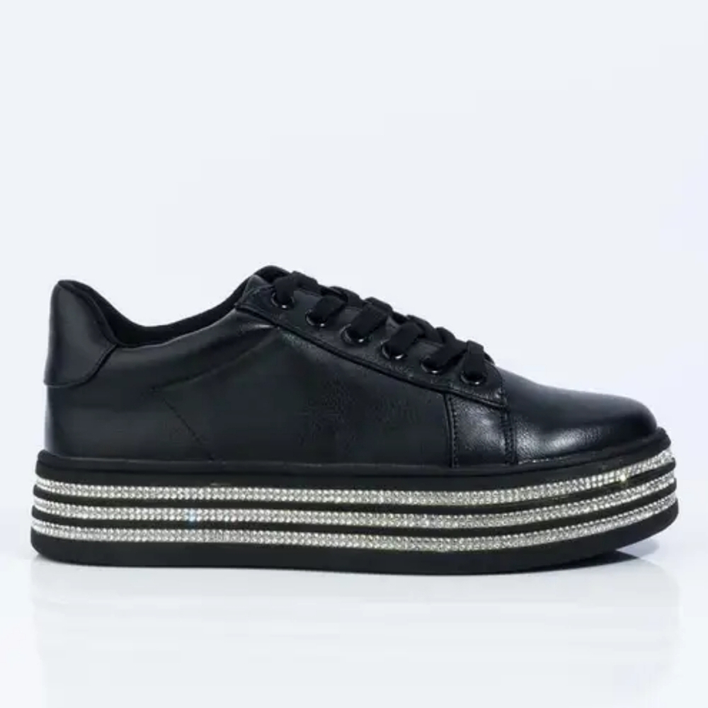 𝙉𝙚𝙬 𝙄𝙣!🖤💎Black Rhinestone Platform Sneaker - Picture 3 of 8
